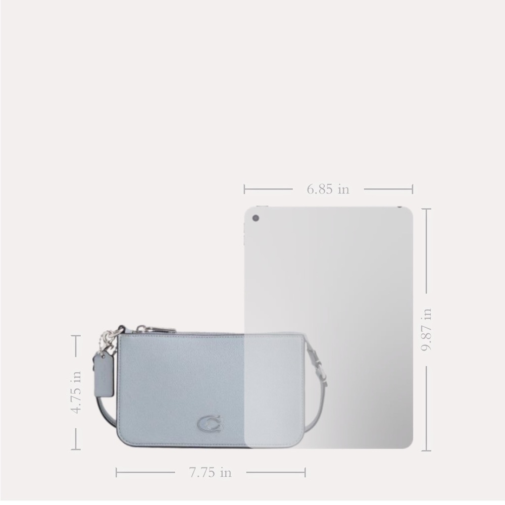 Coach 🩶🩵 mini Grey Blue Signature Canvas Pouch bag wristlet purse NWOT - Picture 9 of 15